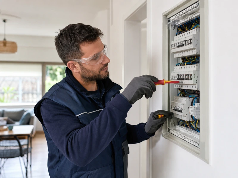 Elektrik panosunu kontrol eden uzman